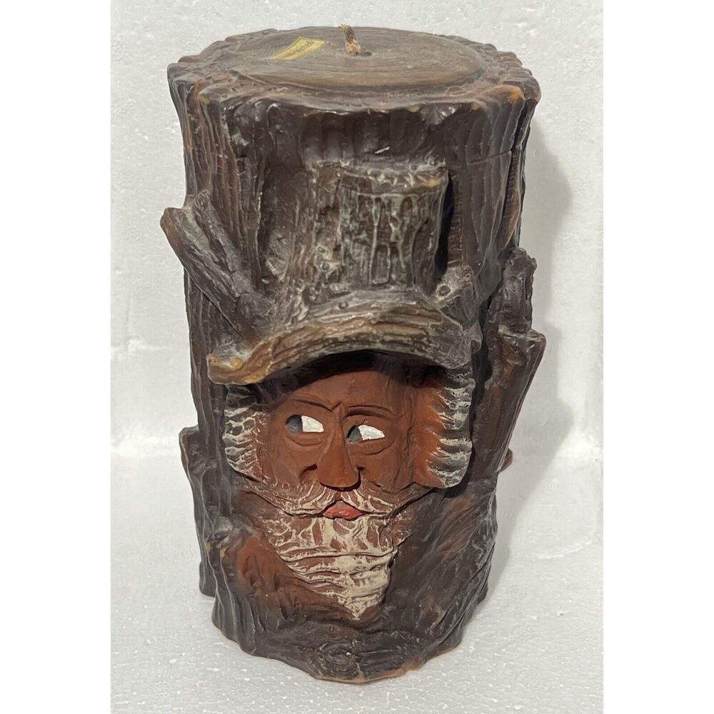 Vintage Gunter Kerzen Candle- Old Man In Tree Trunk Design- Unused Handmade